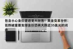 包含小心金价遭遇更大抛售！黄金交易分析：若跌破重要支撑金价恐再大跌近35美元的词条