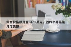 黄金价格飙升至3450美元，创四个月最佳月度表现